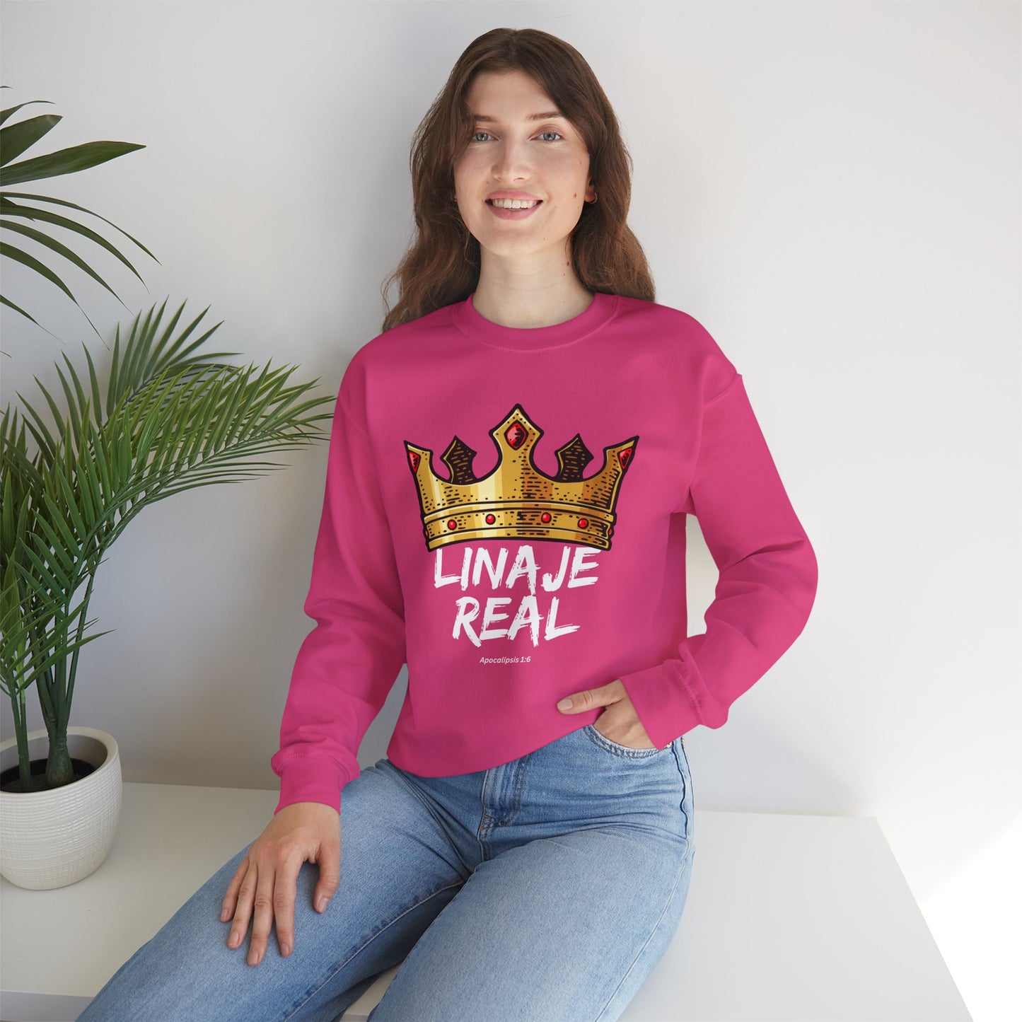 Crown Design Unisex Crewneck Sweatshirt - 'LINAJE REAL'