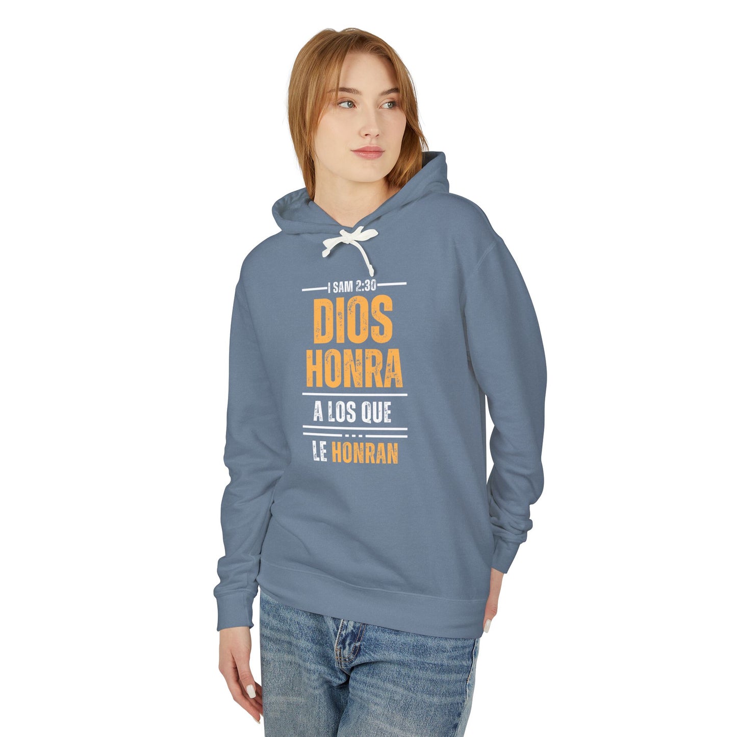 Unisex Lightweight Hooded Sweatshirt - Inspirational Bible Verse "Dios Honra a Los Que Le Honran"