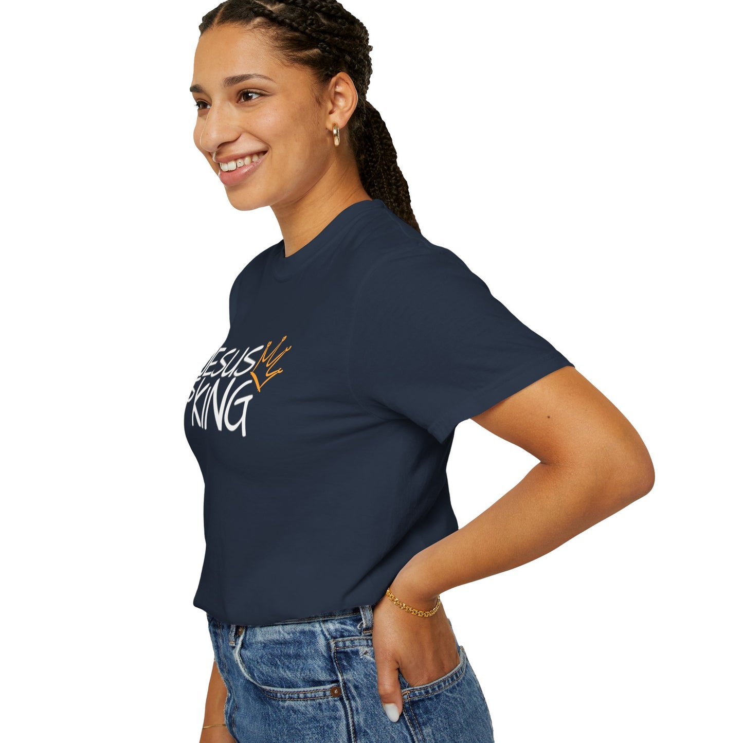 Unisex Garment-Dyed T-Shirt with 'Jesus is King' Print, Faith-Based Apparel, Christian Gift, Casual Wear, Church Event, Spiritual Expression