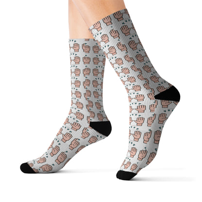 Hand Glory to God Patterned Socks - Unique Sublimation Design for Casual Wear