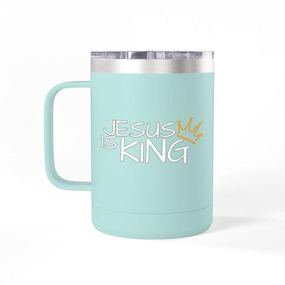 Inspirational Jesus Is King Coffee Mug Tumbler | 15oz, Faith Gift, Christian Cup, Religious Drinkware, Unique Keepsake