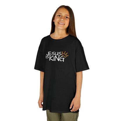 Jesus is King Kids Tee, Heavy Cotton T-Shirt, Christian Kids Apparel, Religious Gift for Children, Faith-Based Fashion