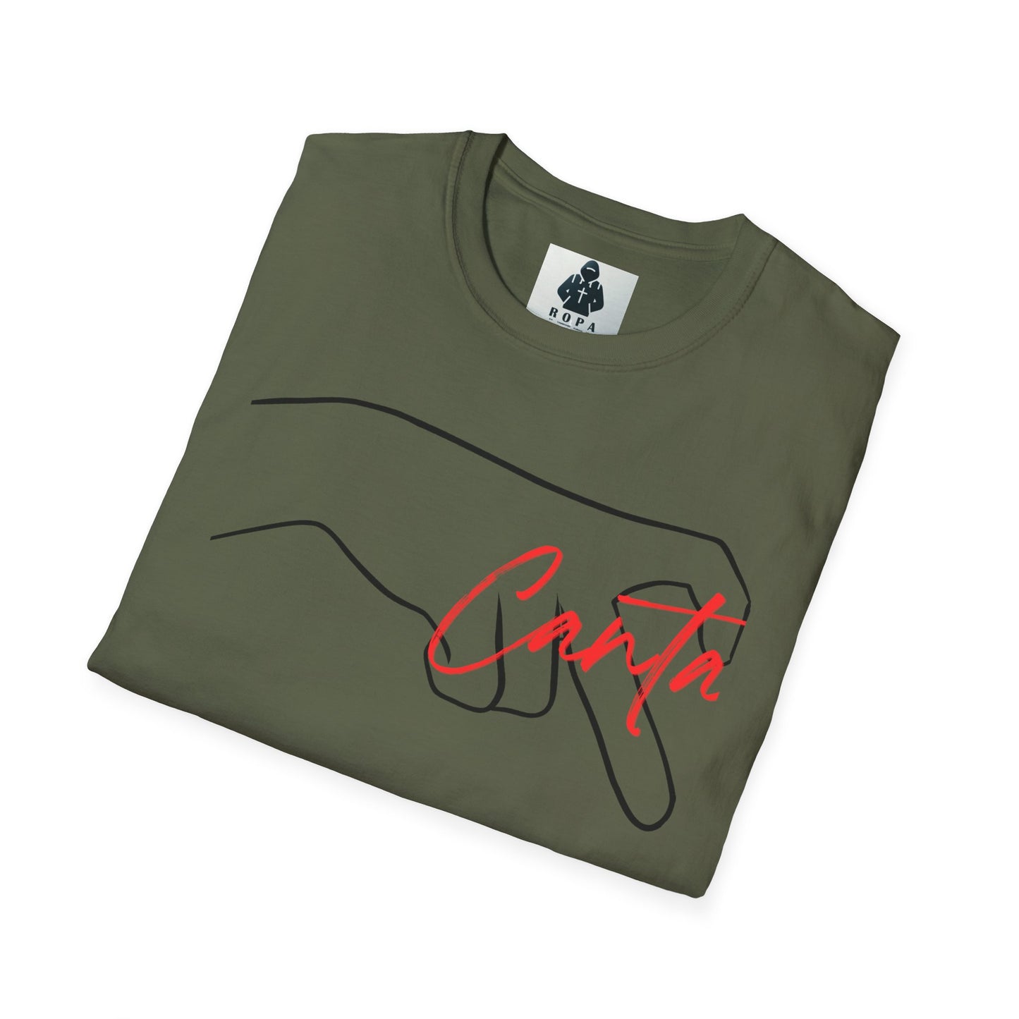 Minimalist Unisex Softstyle T-Shirt with Hand Design