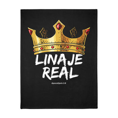 Black LINAJE REAL Crown Microfiber Blanket - Cozy Two-Sided Print for Comfort and Inspiration