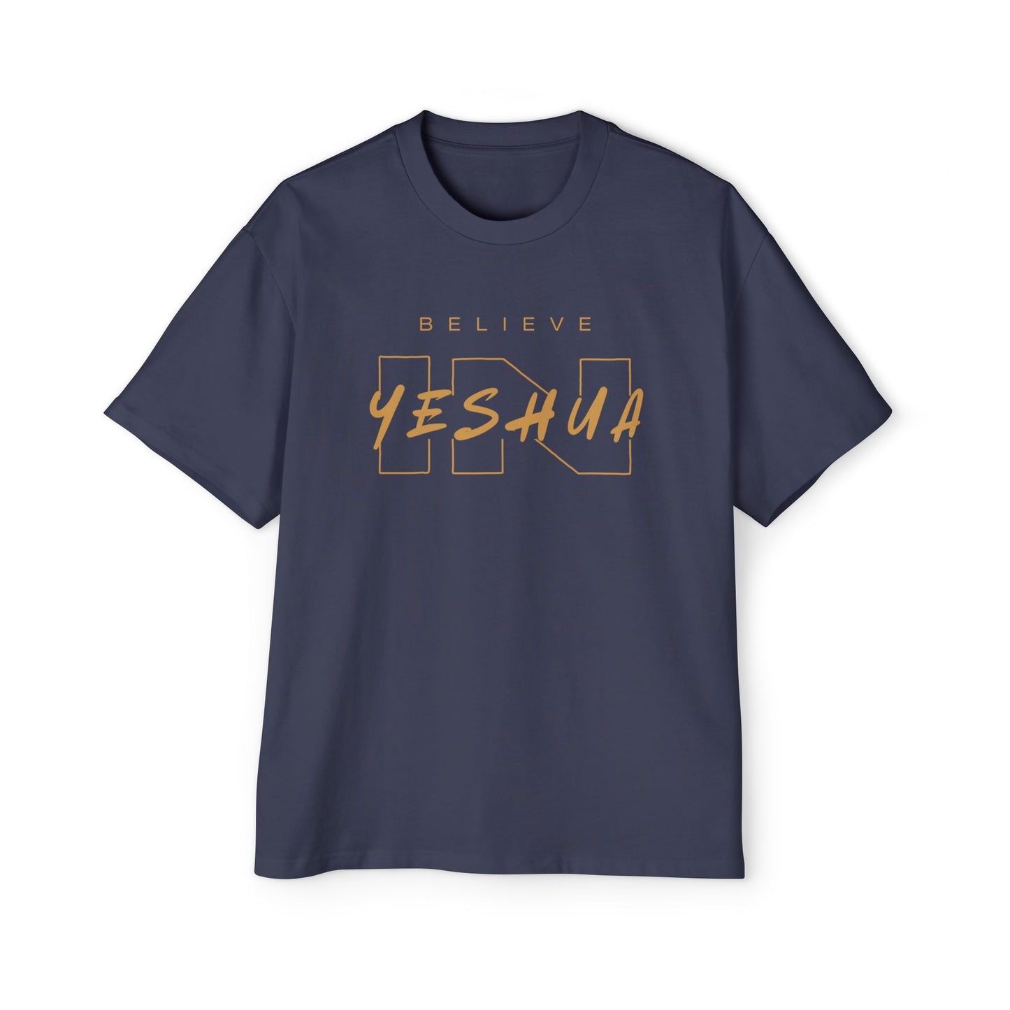 Men's Heavy Oversized Tee - Believe Yeshua Graphic Shirt