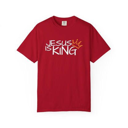 Unisex Garment-Dyed T-Shirt with 'Jesus is King' Print, Faith-Based Apparel, Christian Gift, Casual Wear, Church Event, Spiritual Expression