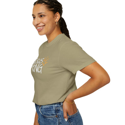 Unisex Garment-Dyed T-Shirt with 'Jesus is King' Print, Faith-Based Apparel, Christian Gift, Casual Wear, Church Event, Spiritual Expression