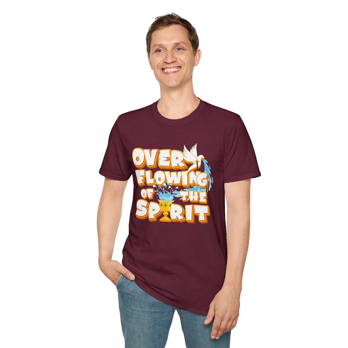 Overflowing of the Spirit Unisex Softstyle T-Shirt - Inspirational Graphic Tee for Everyday Wear