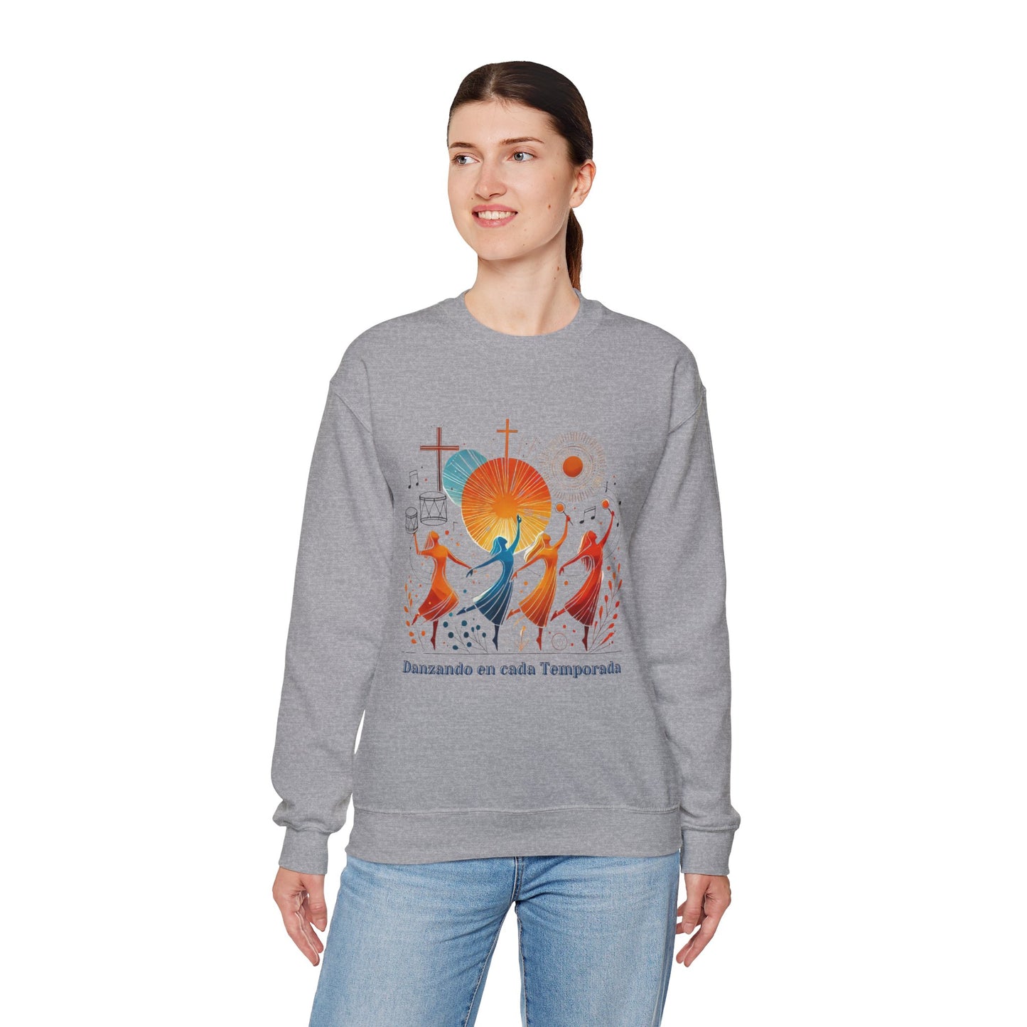 Danzando en cada Temporada Sweatshirt | Unisex Heavy Blend Crewneck with Colorful Dance Design