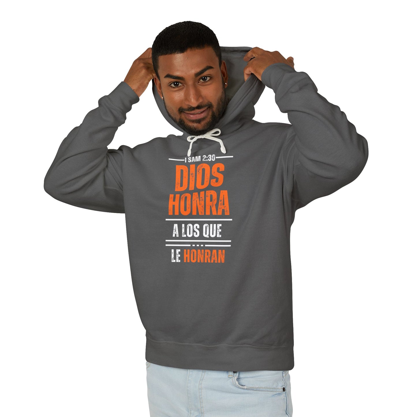 Unisex Lightweight Hooded Sweatshirt - Inspirational Bible Verse "Dios Honra a Los Que Le Honran"