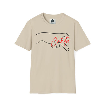 Minimalist Unisex Softstyle T-Shirt with Hand Design