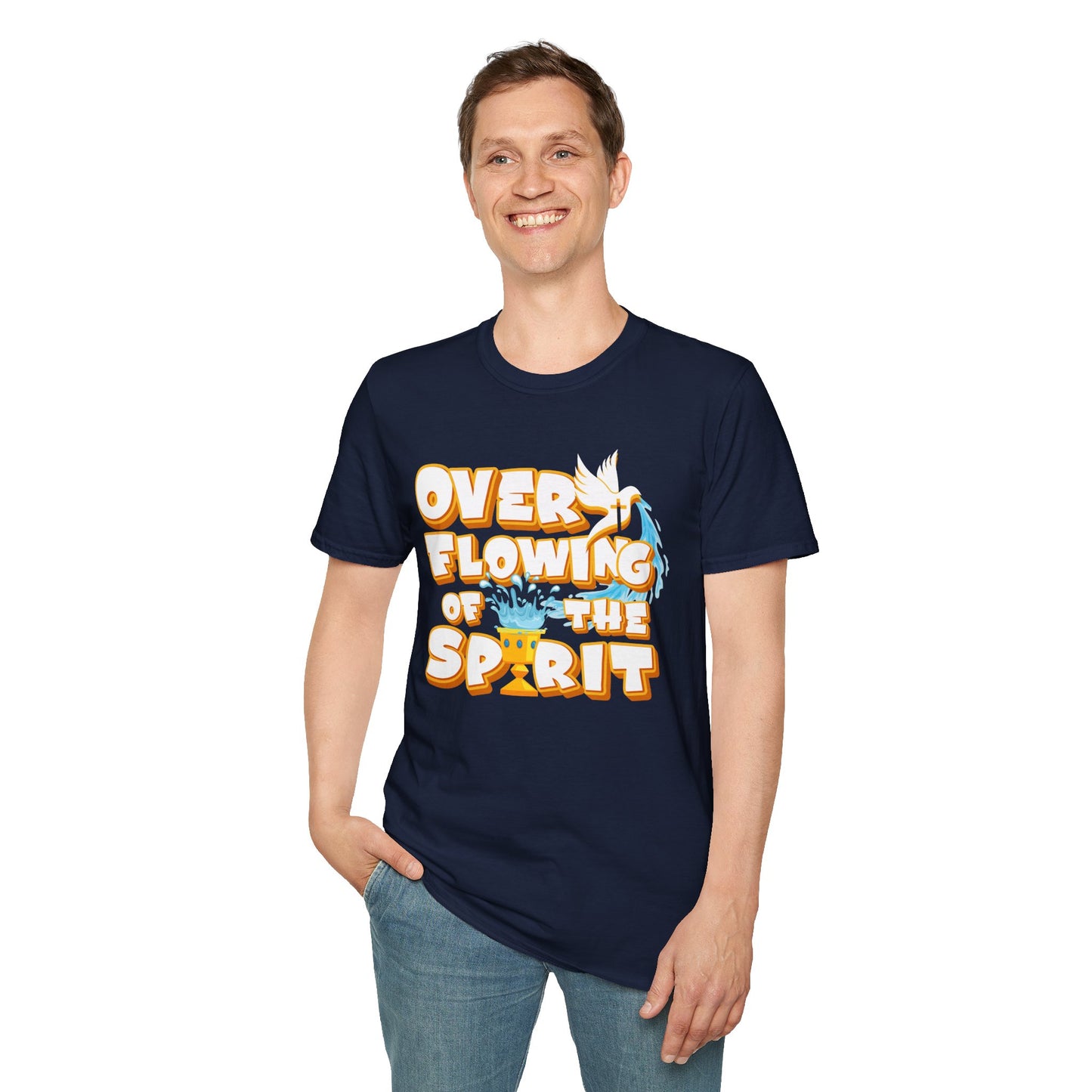 Overflowing of the Spirit Unisex Softstyle T-Shirt - Inspirational Graphic Tee for Everyday Wear