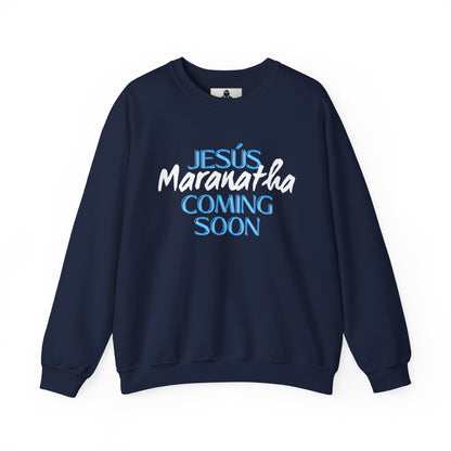 Unisex Heavy Blend™ Crewneck Sweatshirt - "JESÚS Maranatha COMING SOON" - Faith-Based Christian Apparel