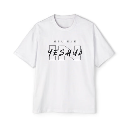 Men's Heavy Oversized Tee - Believe Yeshua Graphic Shirt
