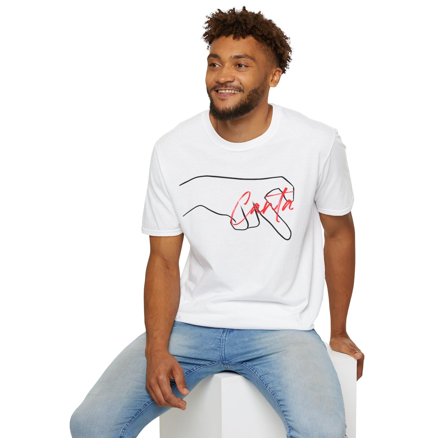 Minimalist Unisex Softstyle T-Shirt with Hand Design
