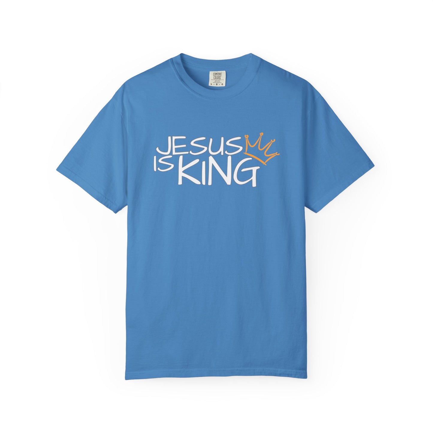 Unisex Garment-Dyed T-Shirt with 'Jesus is King' Print, Faith-Based Apparel, Christian Gift, Casual Wear, Church Event, Spiritual Expression