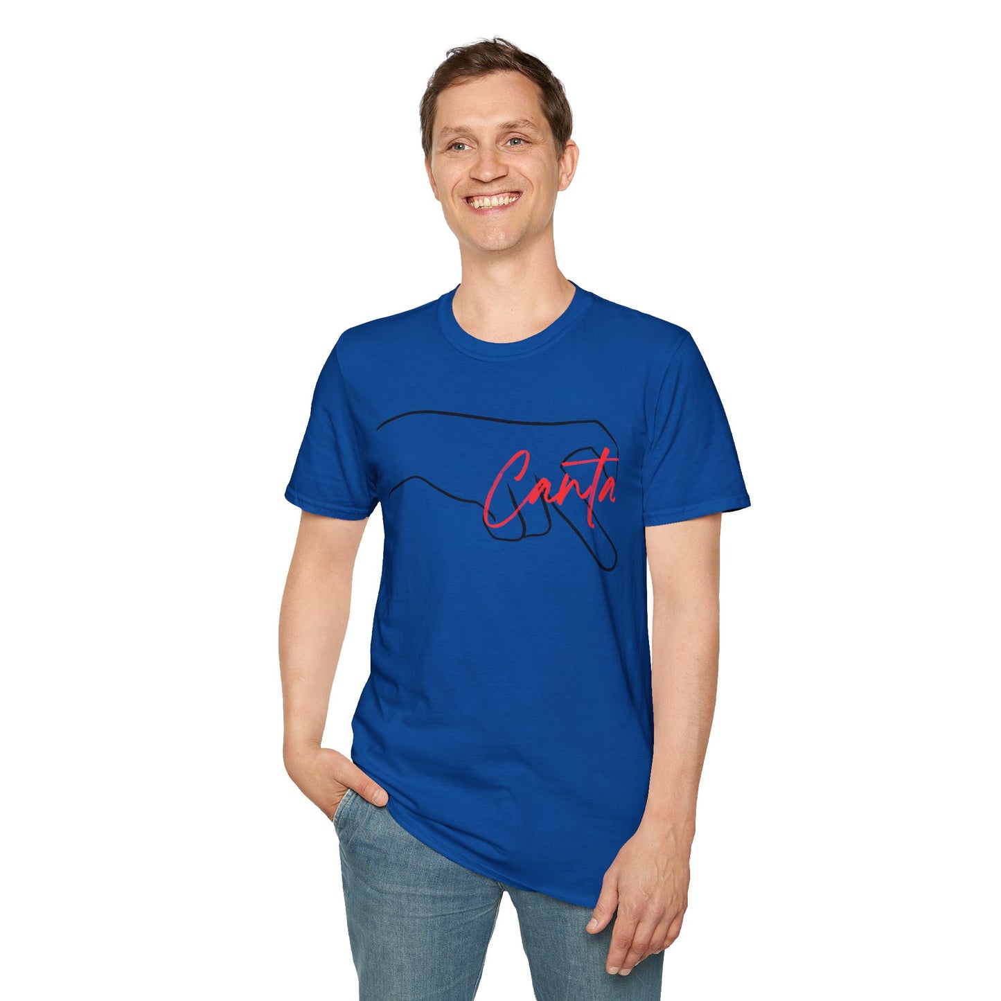 Minimalist Unisex Softstyle T-Shirt with Hand Design