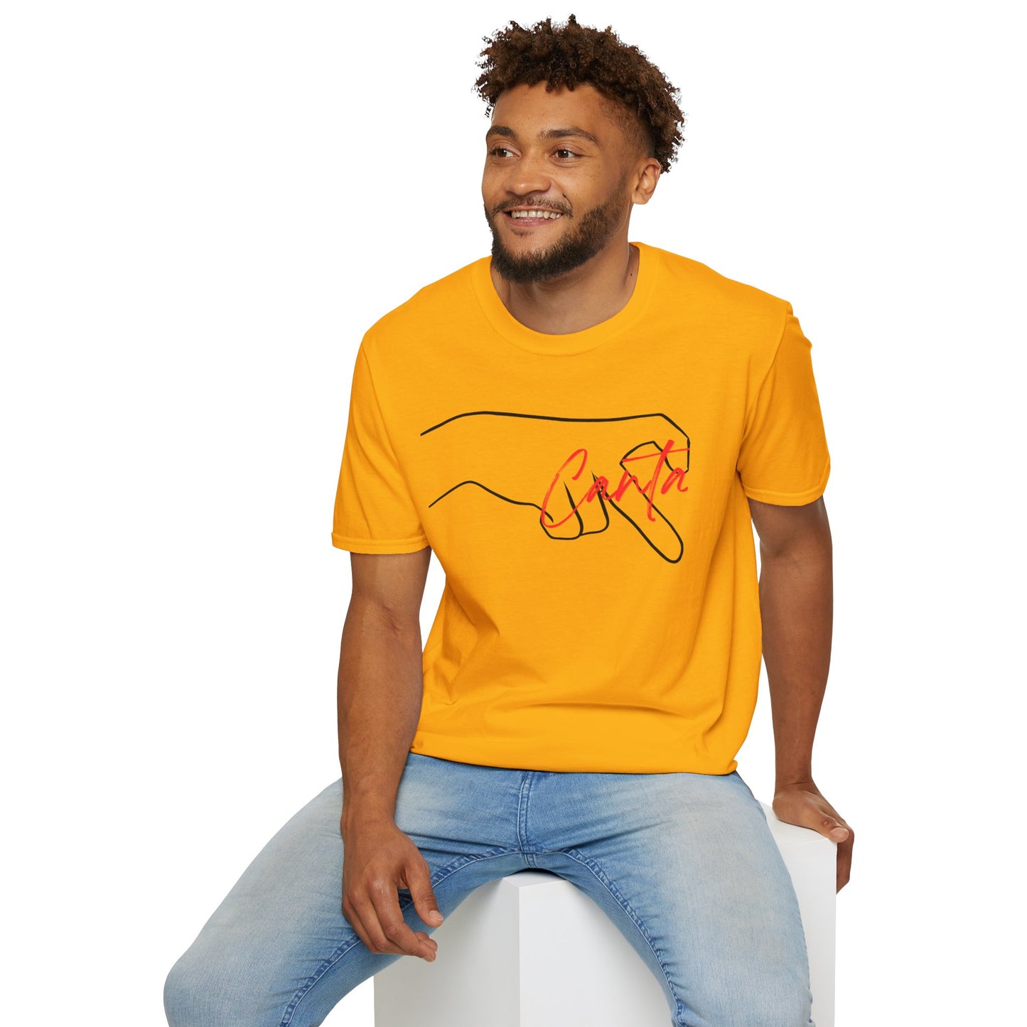 Minimalist Unisex Softstyle T-Shirt with Hand Design