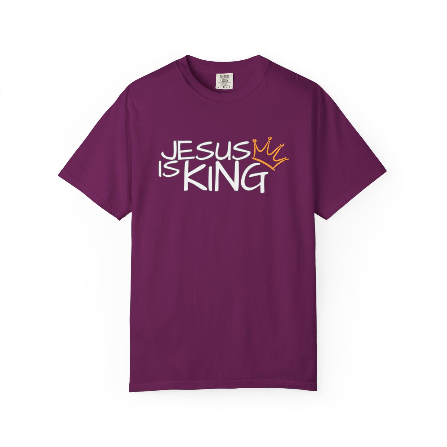 Unisex Garment-Dyed T-Shirt with 'Jesus is King' Print, Faith-Based Apparel, Christian Gift, Casual Wear, Church Event, Spiritual Expression