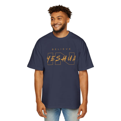 Men's Heavy Oversized Tee - Believe Yeshua Graphic Shirt