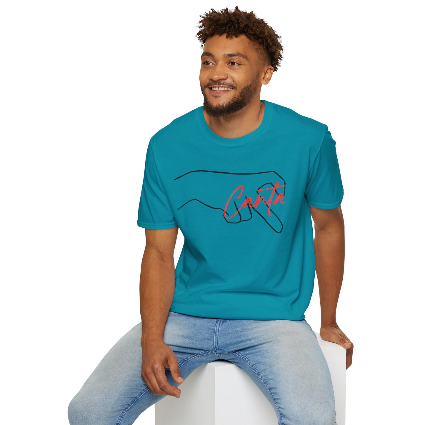Minimalist Unisex Softstyle T-Shirt with Hand Design