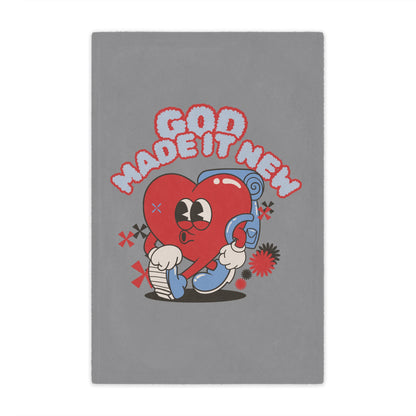 God Made It New Microfiber Blanket - Cozy Heart Design for Comfort and Inspiration