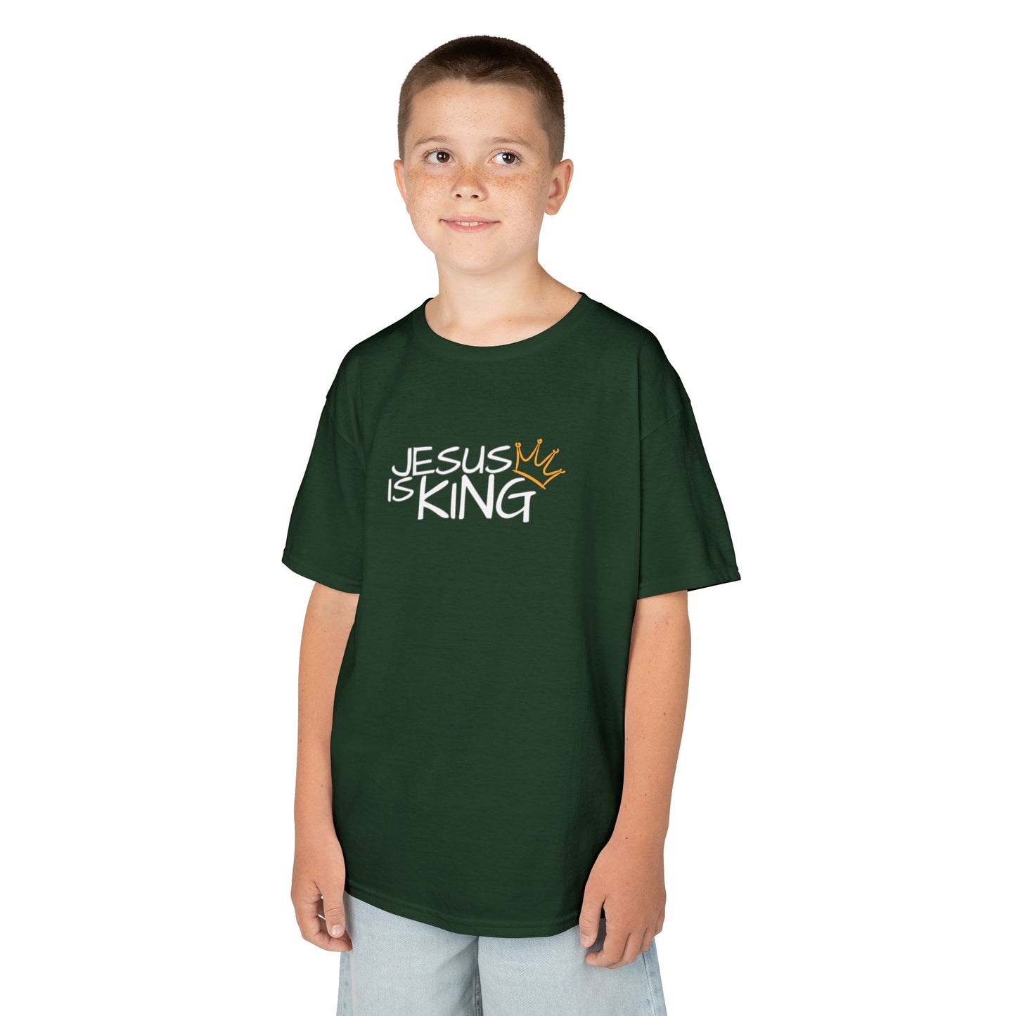 Jesus is King Kids Tee, Heavy Cotton T-Shirt, Christian Kids Apparel, Religious Gift for Children, Faith-Based Fashion