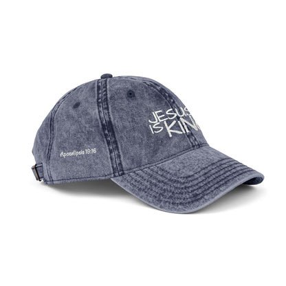 Vintage Embroidered Cap - Jesus is King, Christian Hat, Faith Merchandise, Religious Gift, Casual Wear, Inspirational Accessory