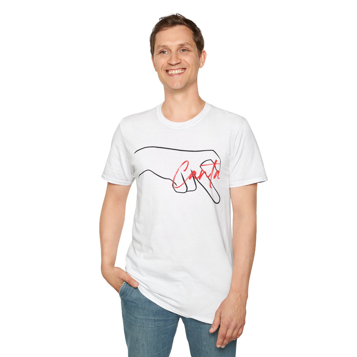 Minimalist Unisex Softstyle T-Shirt with Hand Design