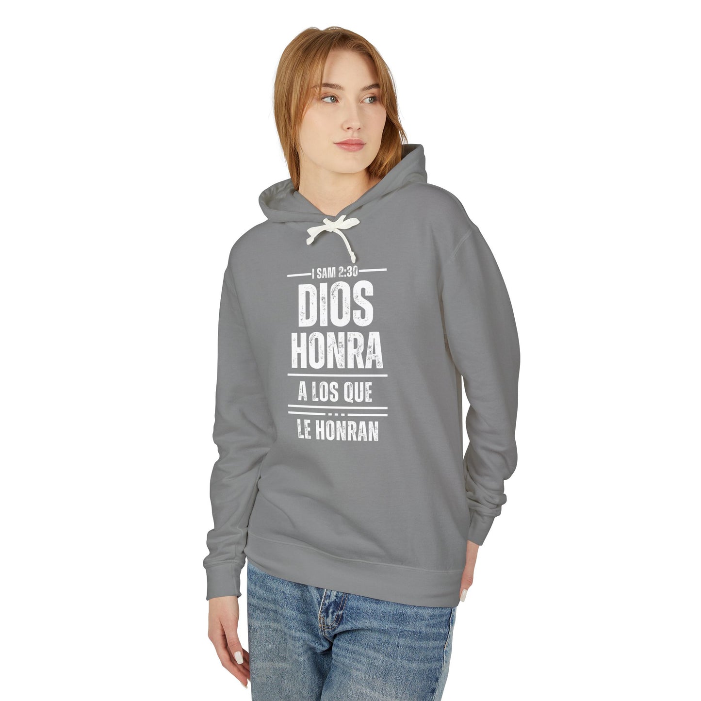 Unisex Lightweight Hooded Sweatshirt - Inspirational Bible Verse "Dios Honra a Los Que Le Honran"