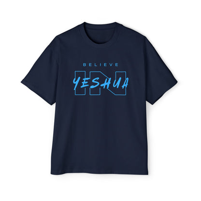 Men's Heavy Oversized Tee - Believe Yeshua Graphic Shirt