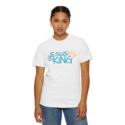 Unisex Garment-Dyed T-Shirt with 'Jesus is King' Print, Faith-Based Apparel, Christian Gift, Casual Wear, Church Event, Spiritual Expression