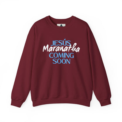 Unisex Heavy Blend™ Crewneck Sweatshirt - "JESÚS Maranatha COMING SOON" - Faith-Based Christian Apparel