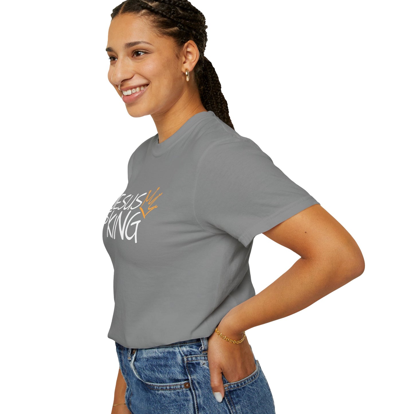 Unisex Garment-Dyed T-Shirt with 'Jesus is King' Print, Faith-Based Apparel, Christian Gift, Casual Wear, Church Event, Spiritual Expression