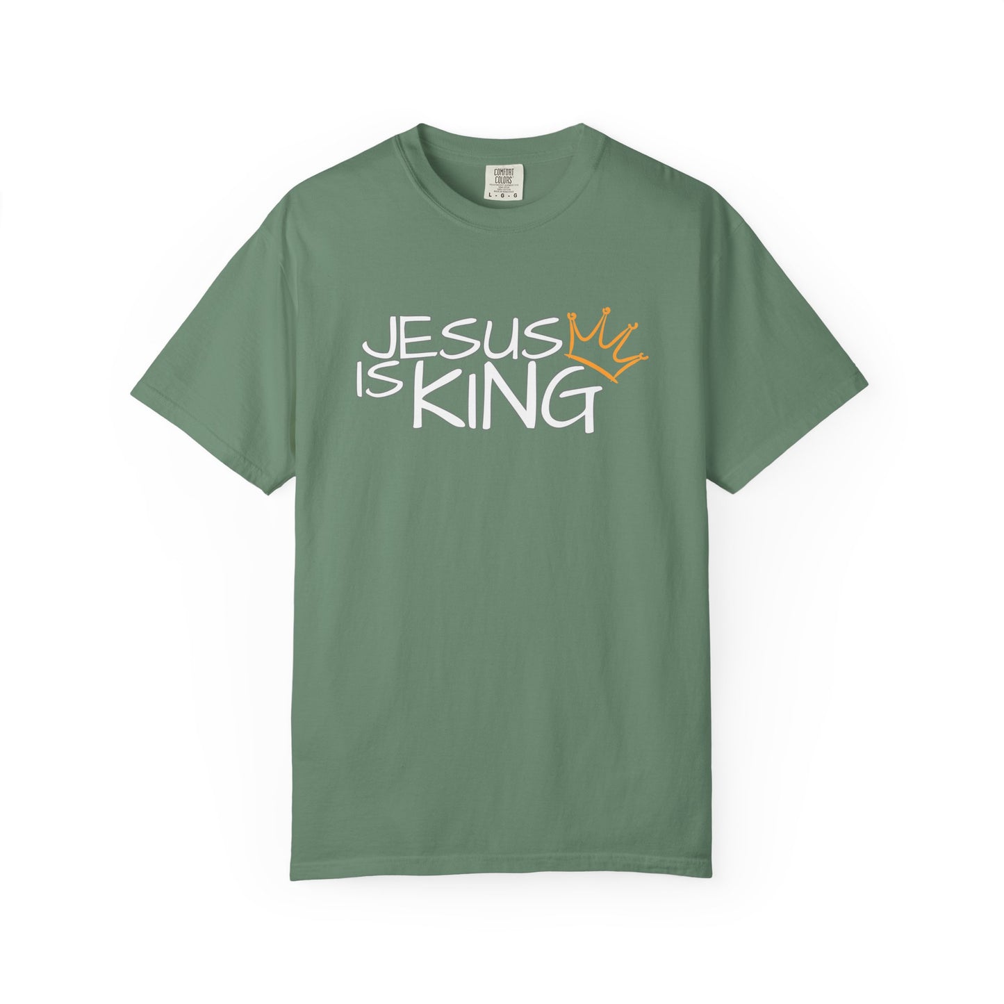 Unisex Garment-Dyed T-Shirt with 'Jesus is King' Print, Faith-Based Apparel, Christian Gift, Casual Wear, Church Event, Spiritual Expression