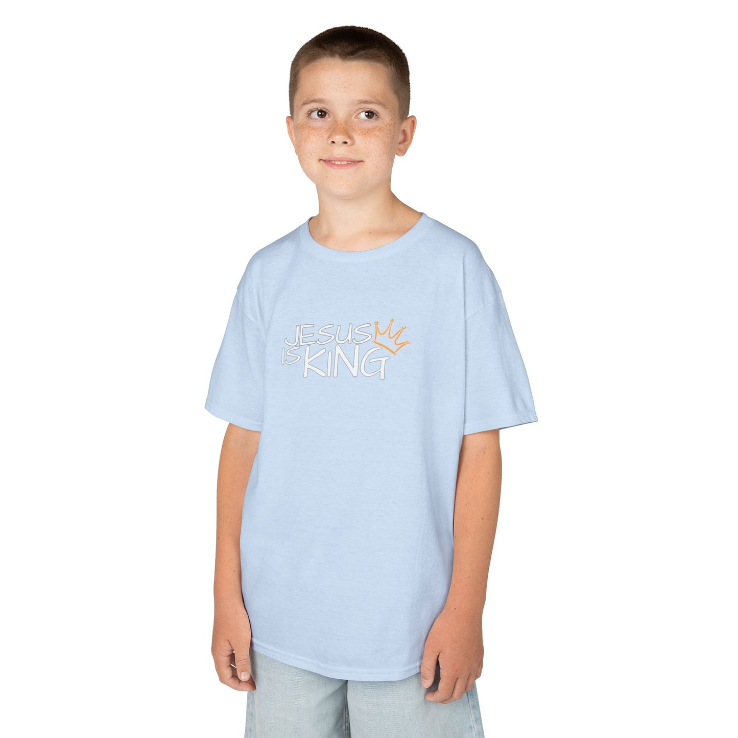 Jesus is King Kids Tee, Heavy Cotton T-Shirt, Christian Kids Apparel, Religious Gift for Children, Faith-Based Fashion
