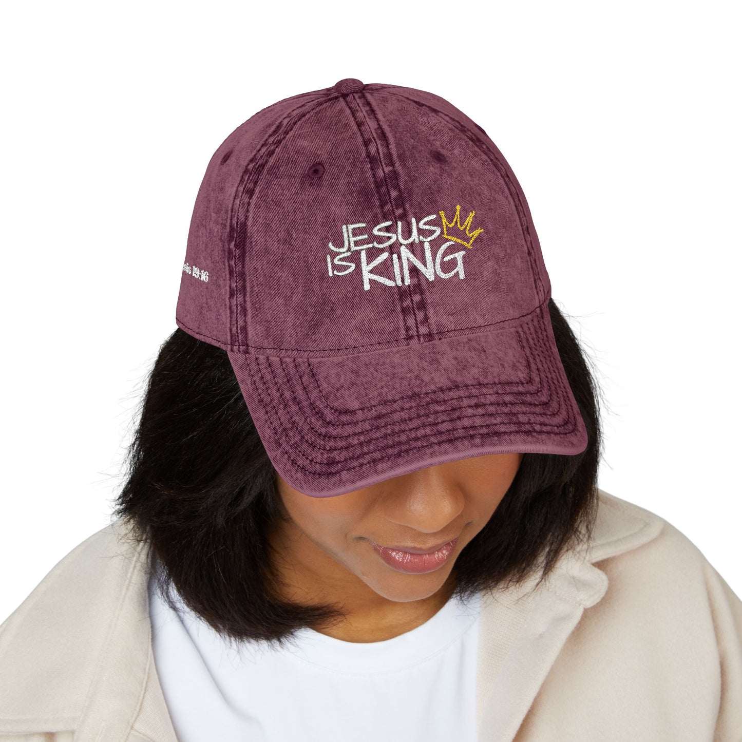 Vintage Embroidered Cap - Jesus is King, Christian Hat, Faith Merchandise, Religious Gift, Casual Wear, Inspirational Accessory