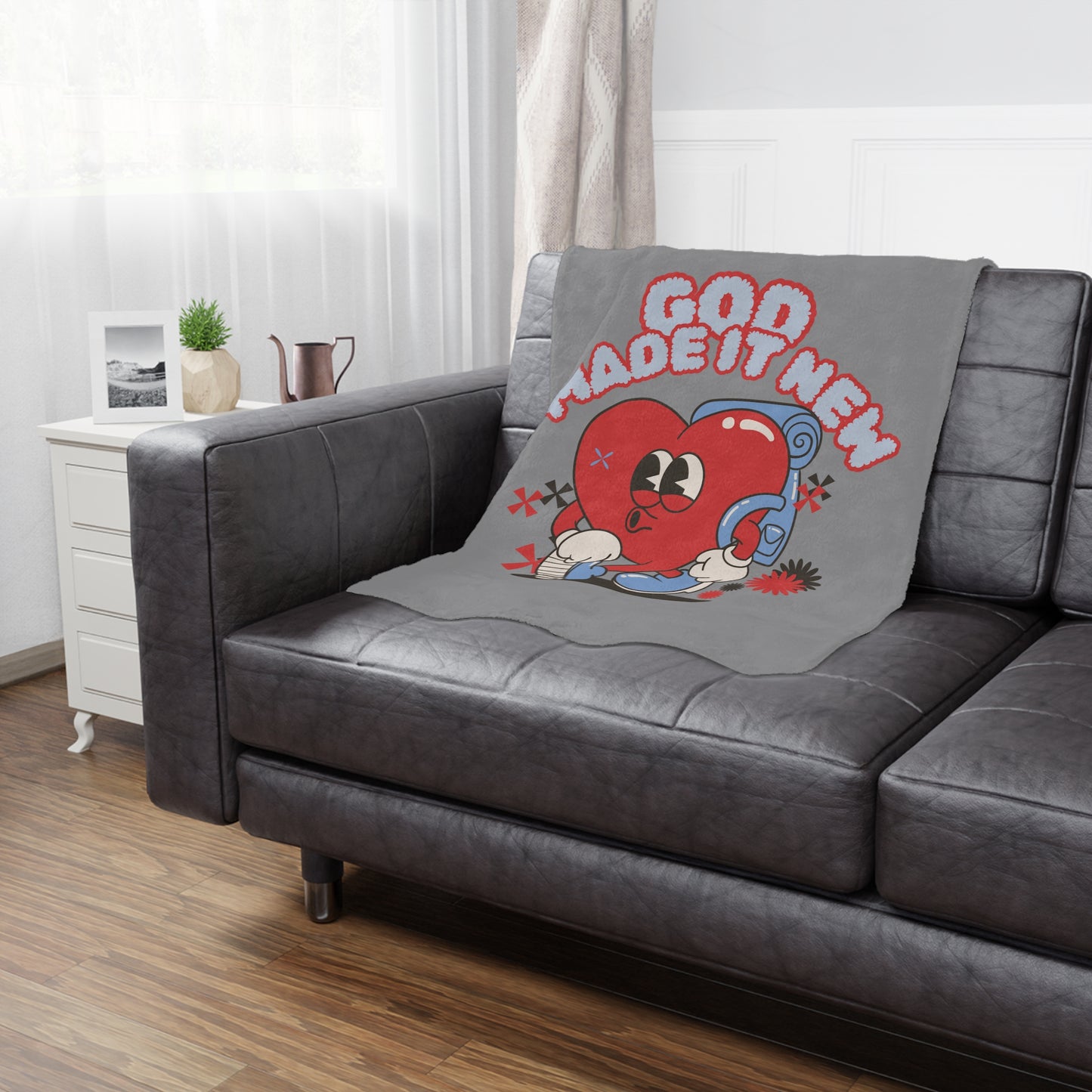 God Made It New Microfiber Blanket - Cozy Heart Design for Comfort and Inspiration