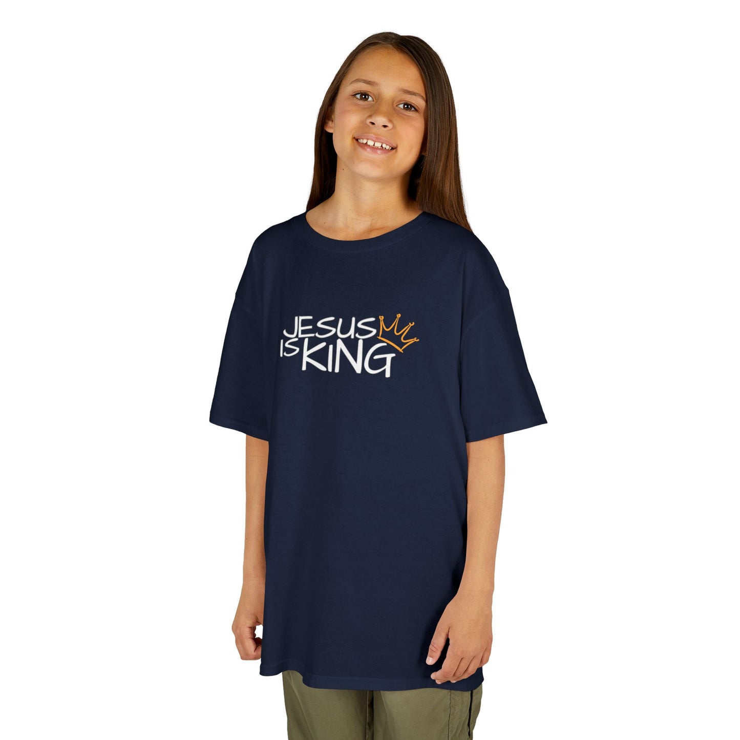Jesus is King Kids Tee, Heavy Cotton T-Shirt, Christian Kids Apparel, Religious Gift for Children, Faith-Based Fashion