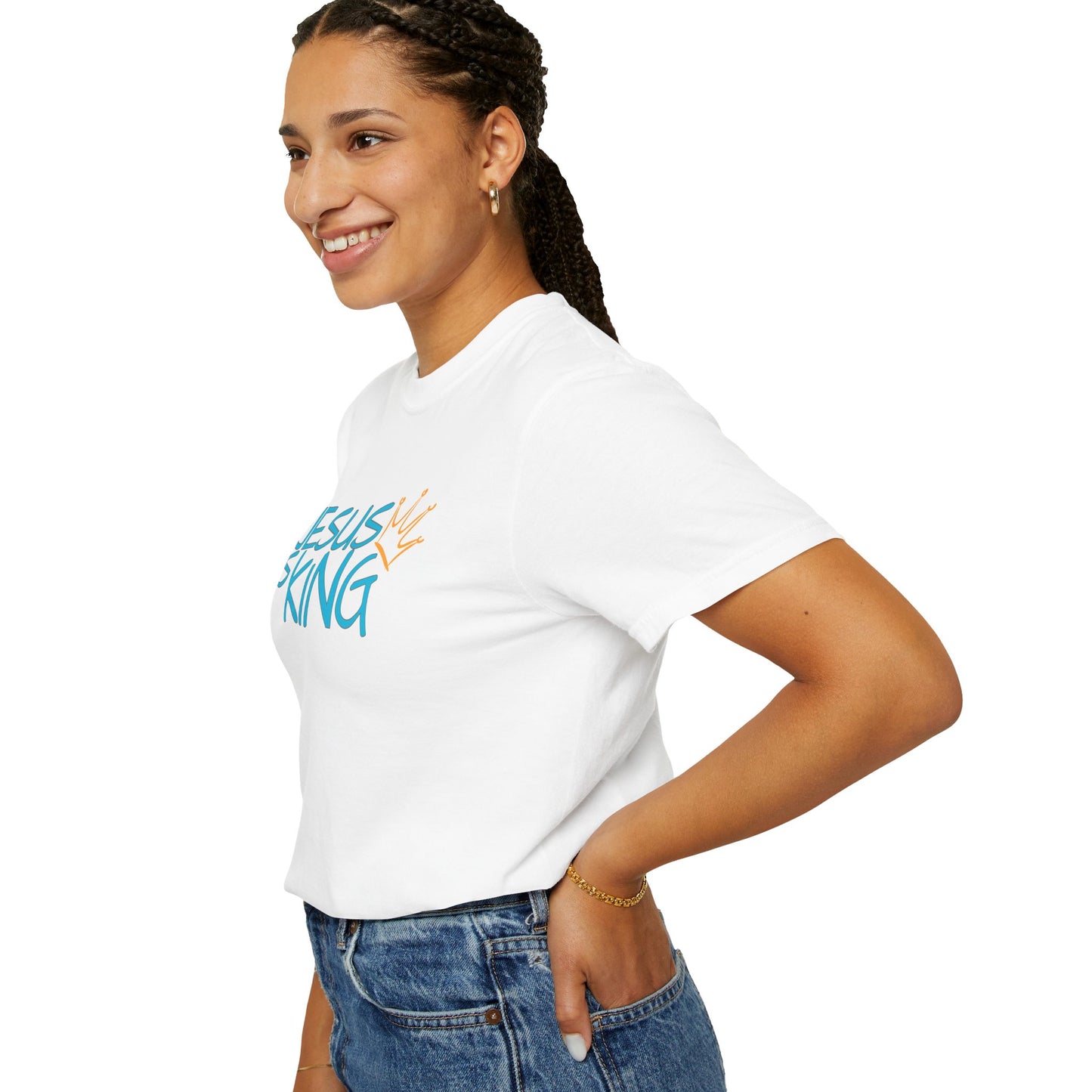 Unisex Garment-Dyed T-Shirt with 'Jesus is King' Print, Faith-Based Apparel, Christian Gift, Casual Wear, Church Event, Spiritual Expression