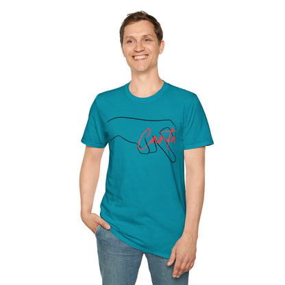 Minimalist Unisex Softstyle T-Shirt with Hand Design