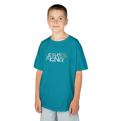 Jesus is King Kids Tee, Heavy Cotton T-Shirt, Christian Kids Apparel, Religious Gift for Children, Faith-Based Fashion