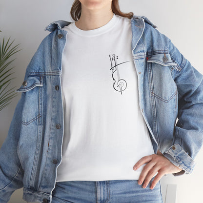 (Ropa Ft Hector David) Vintage Violin Graphic Tee, Unisex Cotton T-Shirt, Retro Violin Art, Perfect for Musicians, Music Lover Gift,