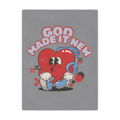 God Made It New Microfiber Blanket - Cozy Heart Design for Comfort and Inspiration