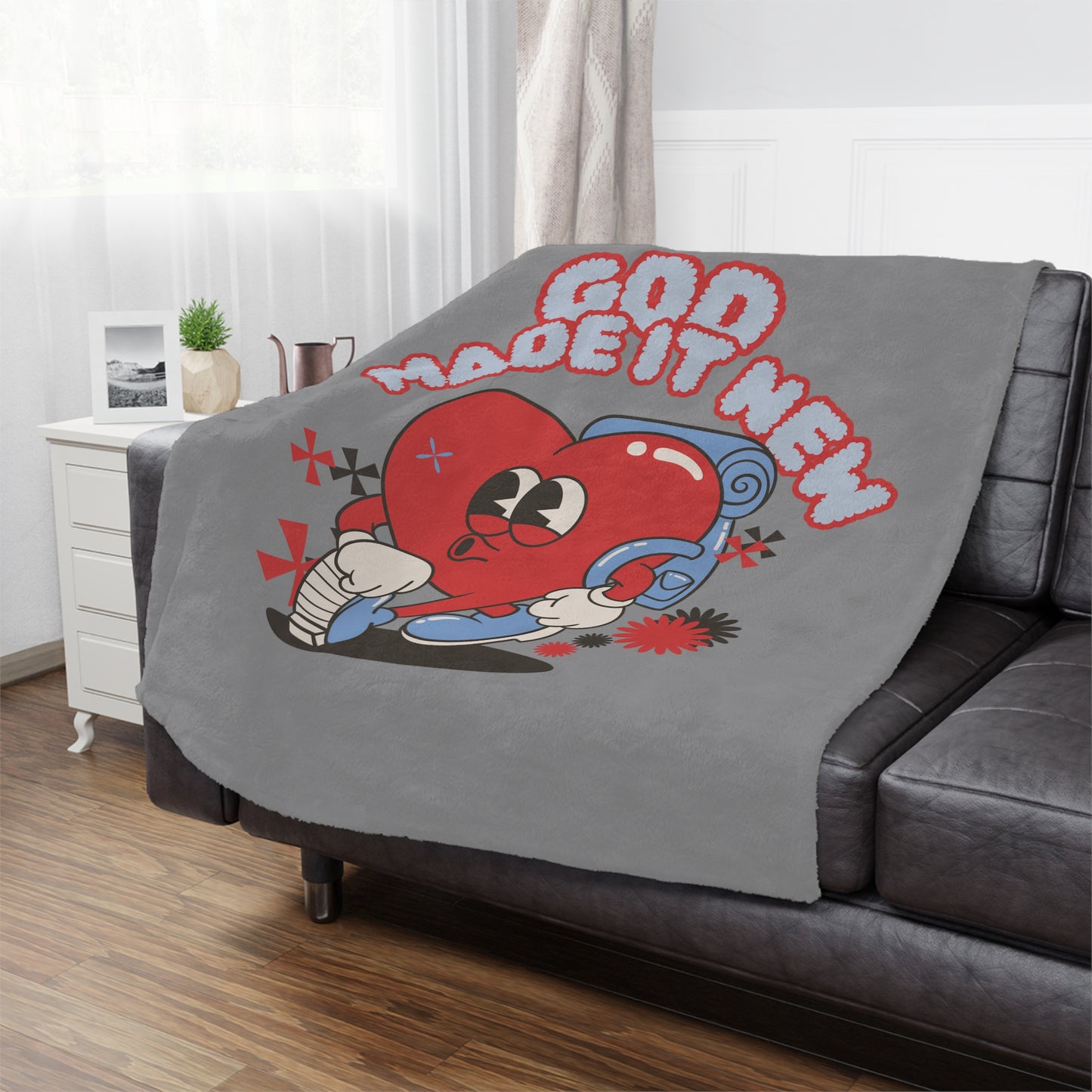 God Made It New Microfiber Blanket - Cozy Heart Design for Comfort and Inspiration