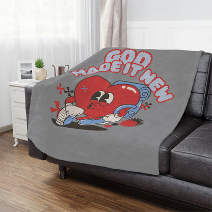 God Made It New Microfiber Blanket - Cozy Heart Design for Comfort and Inspiration