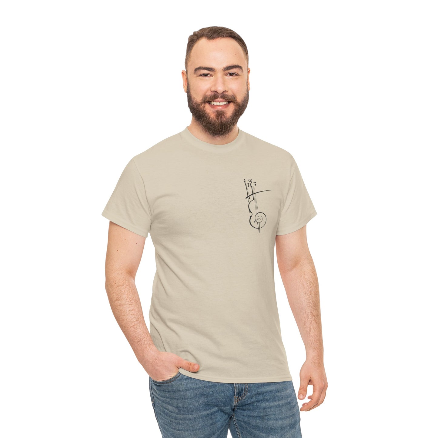 (Ropa Ft Hector David) Vintage Violin Graphic Tee, Unisex Cotton T-Shirt, Retro Violin Art, Perfect for Musicians, Music Lover Gift,