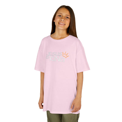 Jesus is King Kids Tee, Heavy Cotton T-Shirt, Christian Kids Apparel, Religious Gift for Children, Faith-Based Fashion