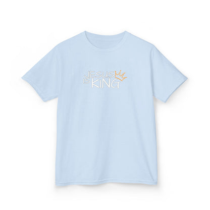 Jesus is King Kids Tee, Heavy Cotton T-Shirt, Christian Kids Apparel, Religious Gift for Children, Faith-Based Fashion