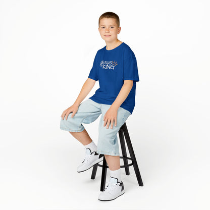 Jesus is King Kids Tee, Heavy Cotton T-Shirt, Christian Kids Apparel, Religious Gift for Children, Faith-Based Fashion
